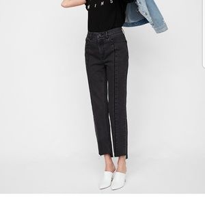 Express High Waisted Black Straight Cropped Stretc